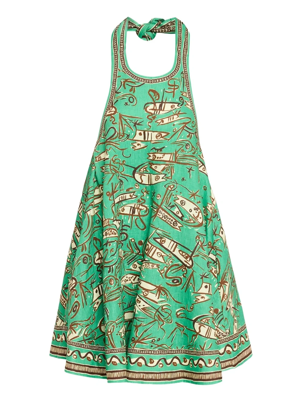 ALÉMAIS Fish Sticks Mini Linen Halter Dress
