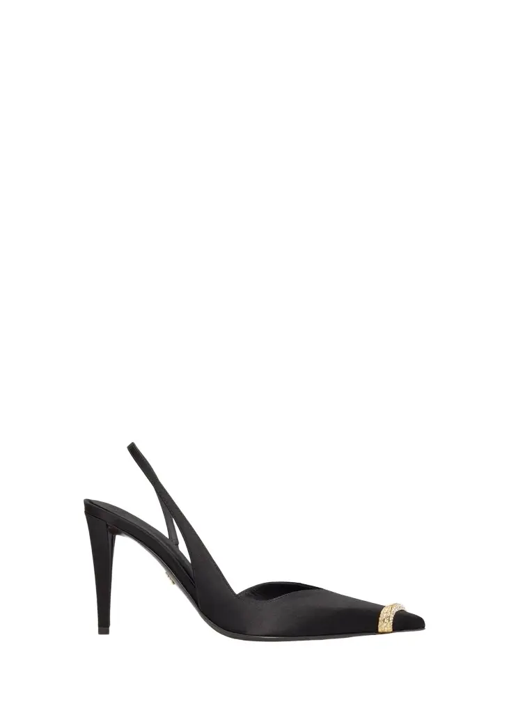 Giuseppe Zanotti 90mm Crystal Toe Satin Slingback Pumps