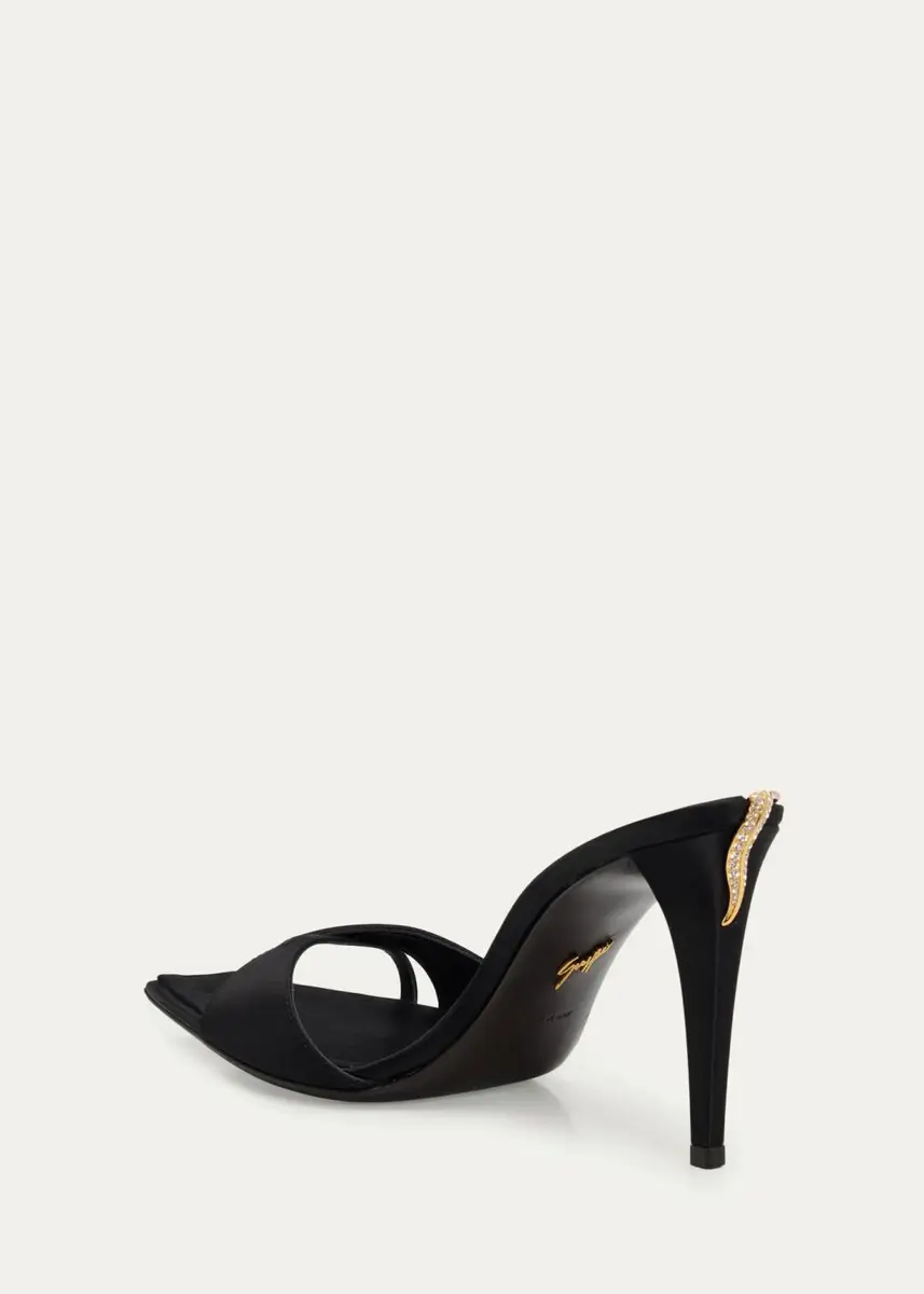 Giuseppe Zanotti 90mm Crystal Back Satin Mule Sandals | Thumbnail 2 Giuseppe Zanotti 90mm Crystal Back Satin Mule Sandals | Thumbnail 2