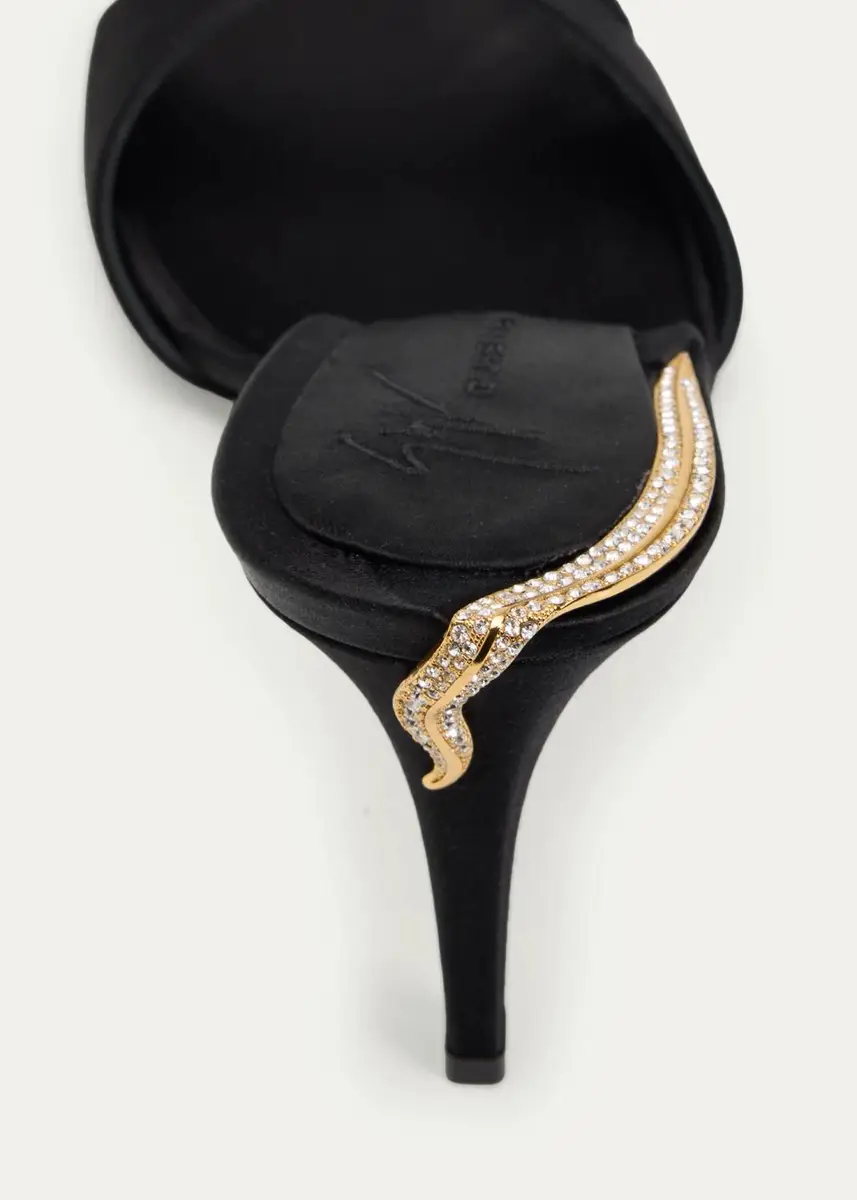 Giuseppe Zanotti 90mm Crystal Back Satin Mule Sandals | Thumbnail 3 Giuseppe Zanotti 90mm Crystal Back Satin Mule Sandals | Thumbnail 3