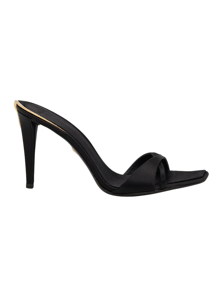 90mm Crystal Back Satin Mule Sandals 90mm Crystal Back Satin Mule Sandals