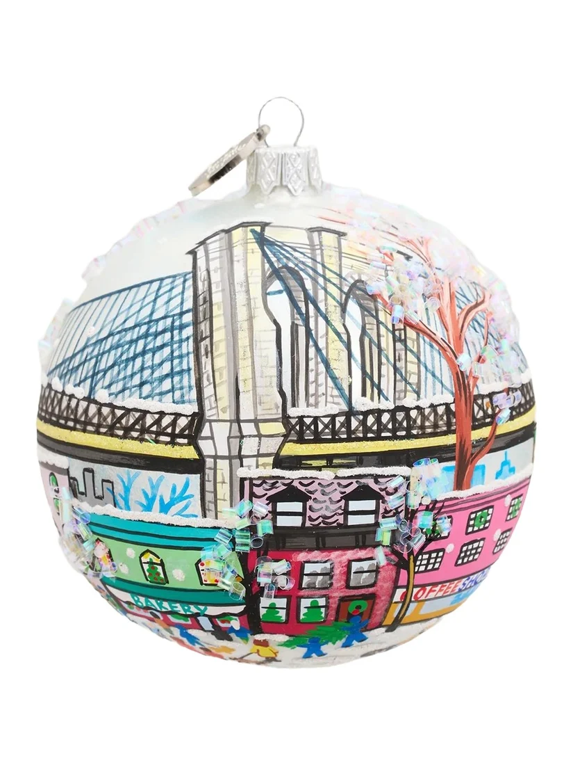 Michael Storrings Brooklyn Bridge Snowfall Christmas Ornament