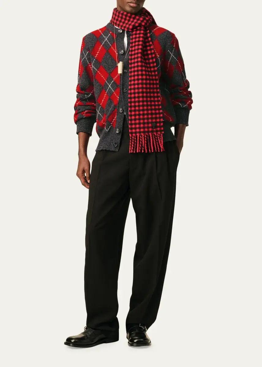 AMI PARIS Men's Argyle Wool Crewneck Cardigan | Thumbnail 2 AMI PARIS Men's Argyle Wool Crewneck Cardigan | Thumbnail 2