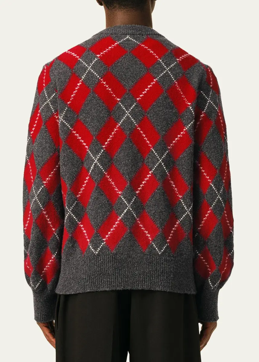 AMI PARIS Men's Argyle Wool Crewneck Cardigan | Thumbnail 3 AMI PARIS Men's Argyle Wool Crewneck Cardigan | Thumbnail 3