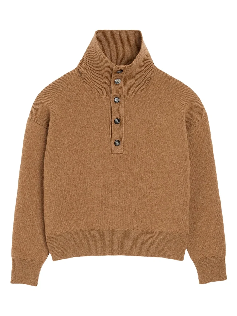 AMI PARIS Men's Compact Wool Turtleneck Henley Sweater
