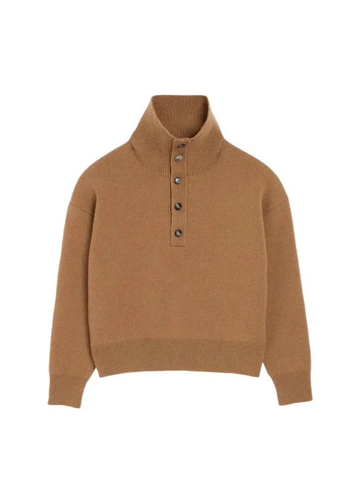 AMI PARIS Men's Compact Wool Turtleneck Henley Sweater
