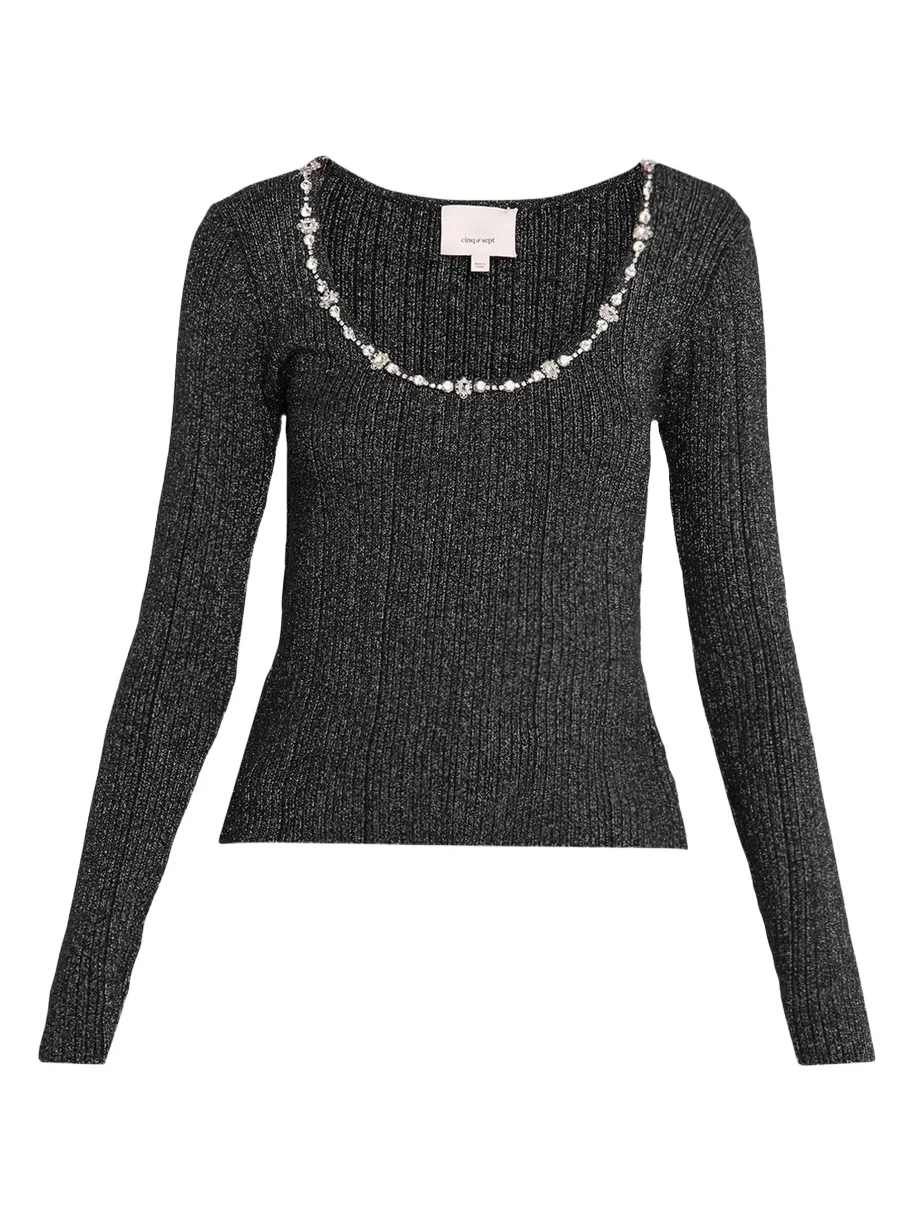 Aminta Embellished Scoop-Neck Top Aminta Embellished Scoop-Neck Top