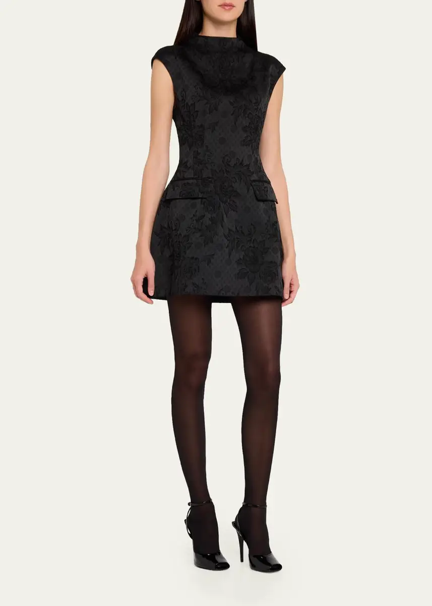 Veronica Beard Haworth Mock-Neck Jacquard Mini Dress | Thumbnail 4 Veronica Beard Haworth Mock-Neck Jacquard Mini Dress | Thumbnail 4