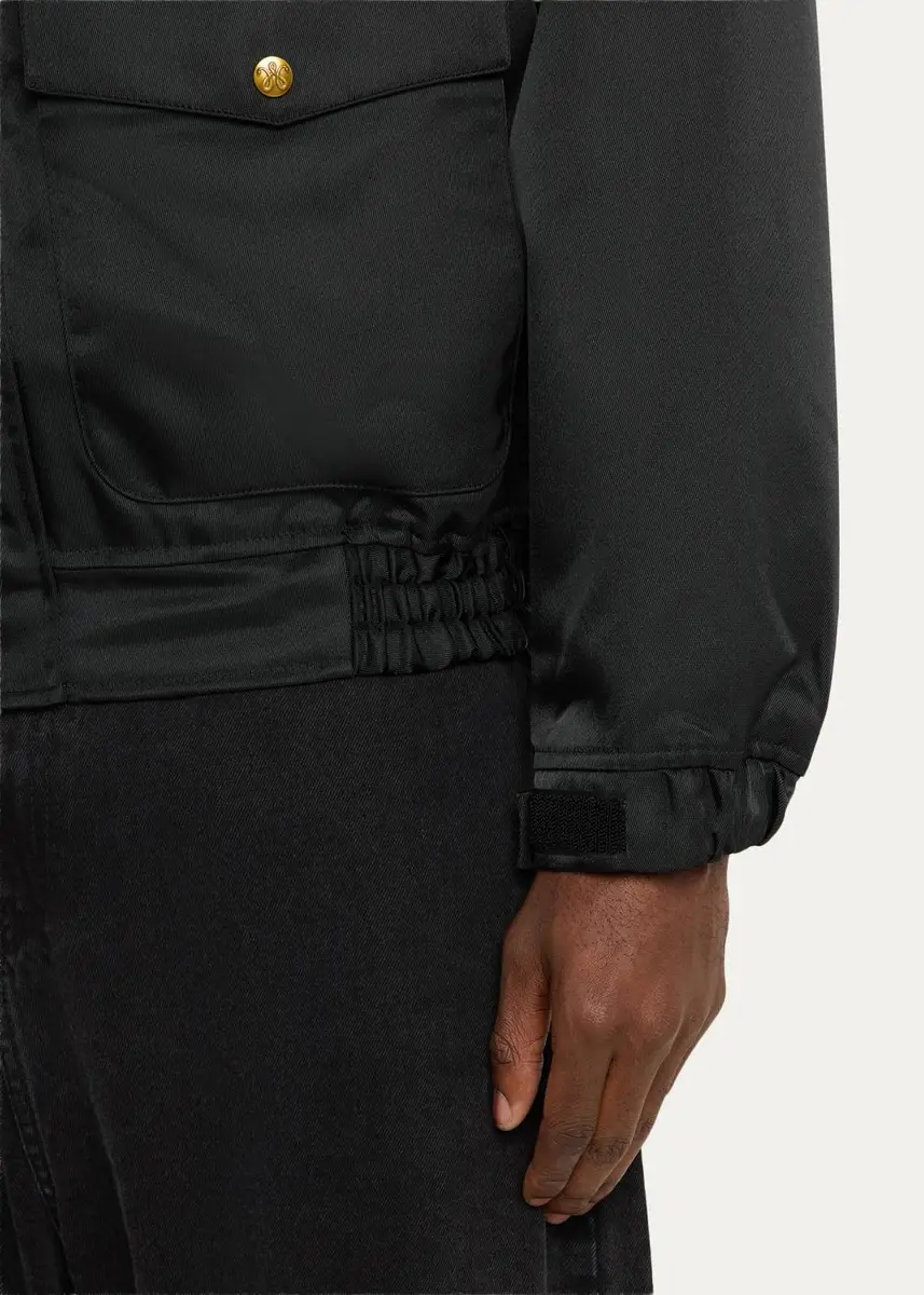 Willy Chavarria Faux-Fur Collar Shiny Nylon Uniform Bomber Jacket | Thumbnail 5 Willy Chavarria Faux-Fur Collar Shiny Nylon Uniform Bomber Jacket | Thumbnail 5