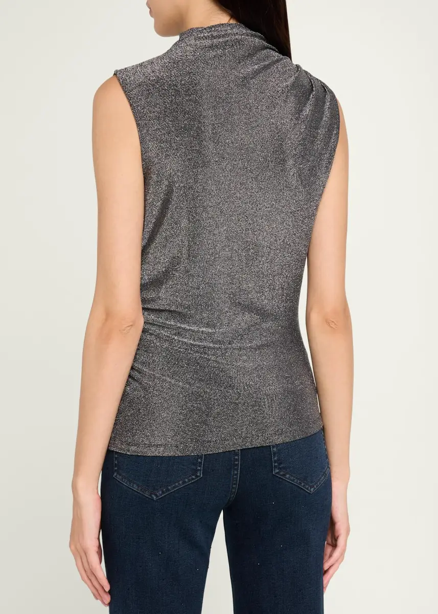 Veronica Beard Mylie Metallic Mock-Neck Tank Top | Thumbnail 3