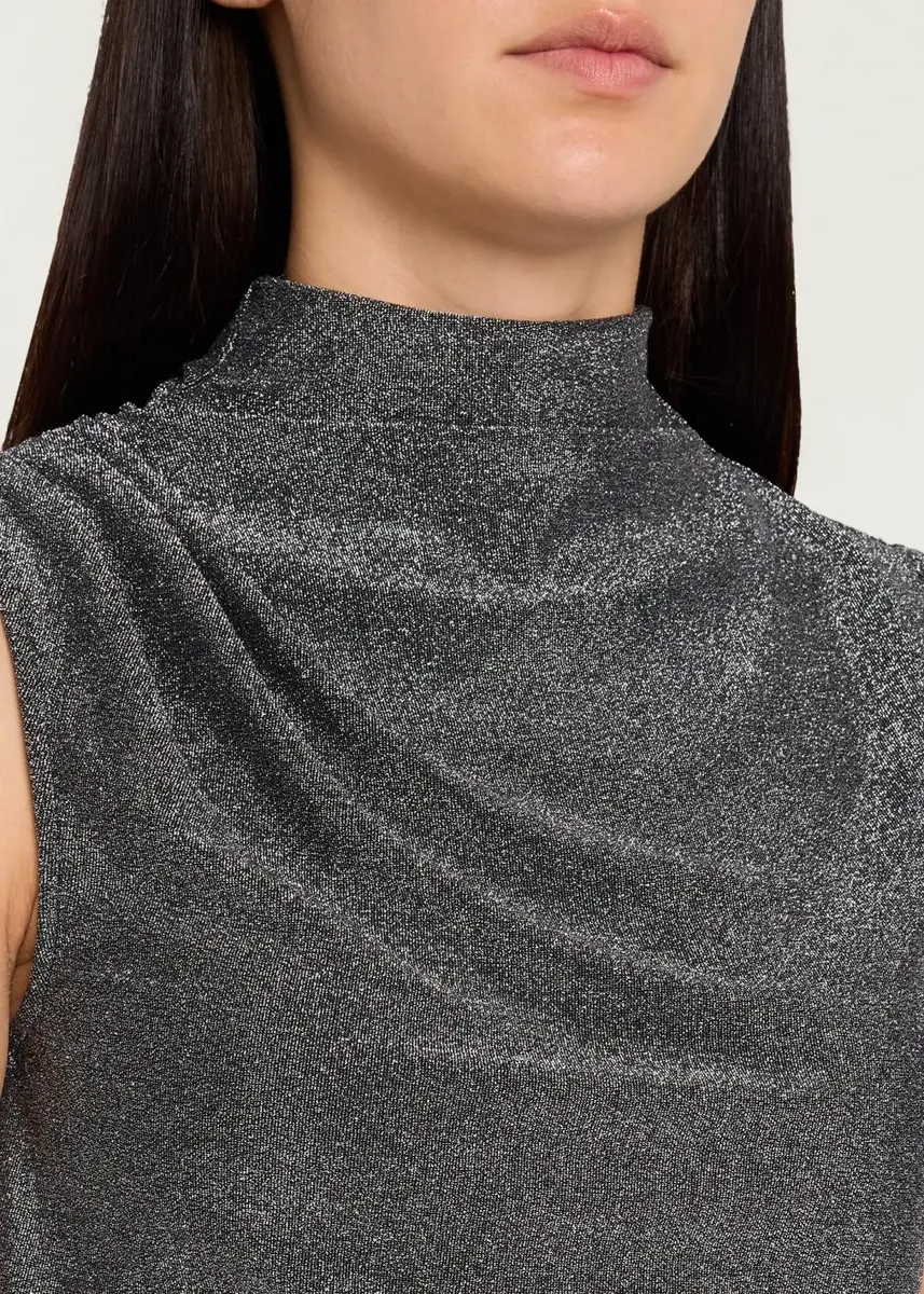 Veronica Beard Mylie Metallic Mock-Neck Tank Top | Thumbnail 5
