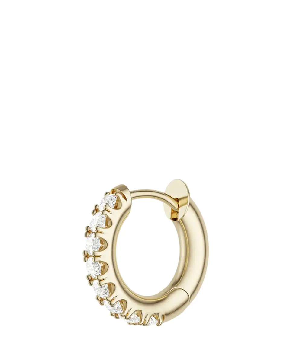 Spinelli Kilcollin 18K Yellow Gold Diamond Pave Micro-Hoop Earring, Single | Thumbnail 2 Spinelli Kilcollin 18K Yellow Gold Diamond Pave Micro-Hoop Earring, Single | Thumbnail 2