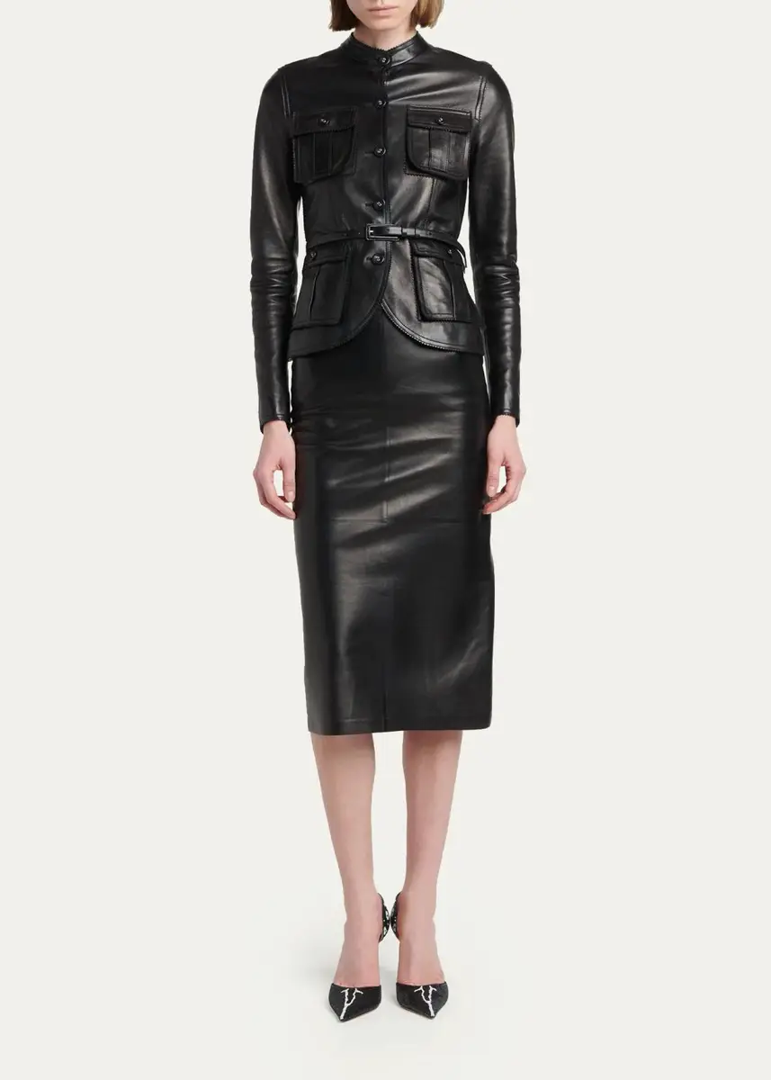 Tom Ford Silky Guanteria Lambskin Leather Single-Breasted Petite Jacket | Thumbnail 2 Tom Ford Silky Guanteria Lambskin Leather Single-Breasted Petite Jacket | Thumbnail 2