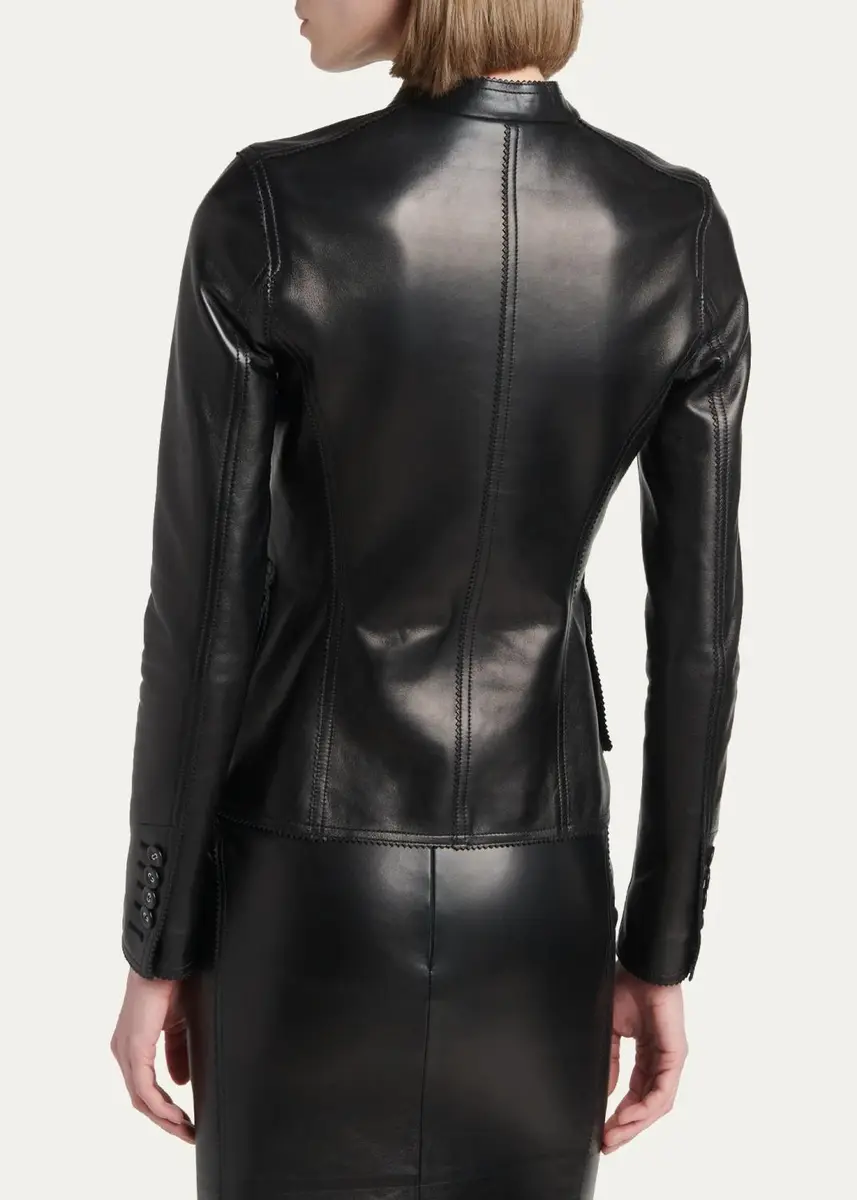 Tom Ford Silky Guanteria Lambskin Leather Single-Breasted Petite Jacket | Thumbnail 3 Tom Ford Silky Guanteria Lambskin Leather Single-Breasted Petite Jacket | Thumbnail 3