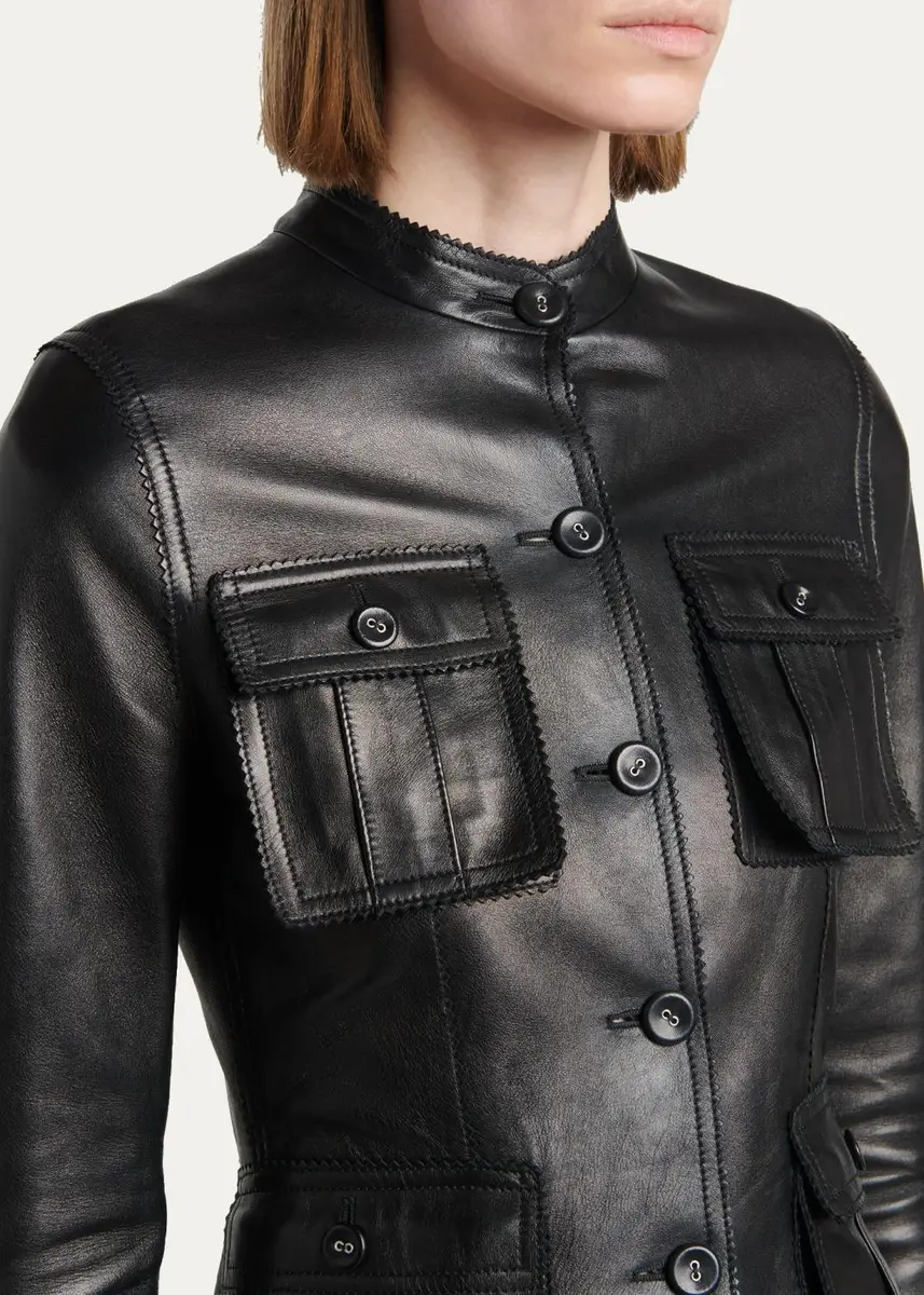 Tom Ford Silky Guanteria Lambskin Leather Single-Breasted Petite Jacket | Thumbnail 5 Tom Ford Silky Guanteria Lambskin Leather Single-Breasted Petite Jacket | Thumbnail 5