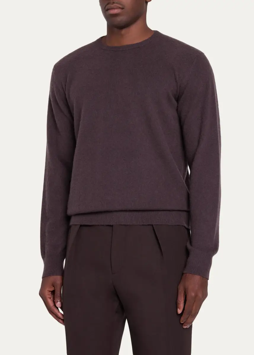 Massimo Alba Men's Brushed Cashmere Crewneck Sweater | Thumbnail 4 Massimo Alba Men's Brushed Cashmere Crewneck Sweater | Thumbnail 4