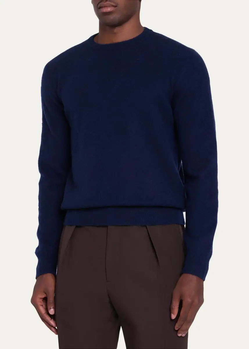 Massimo Alba Men's Brushed Cashmere Crewneck Sweater | Thumbnail 9 Massimo Alba Men's Brushed Cashmere Crewneck Sweater | Thumbnail 9