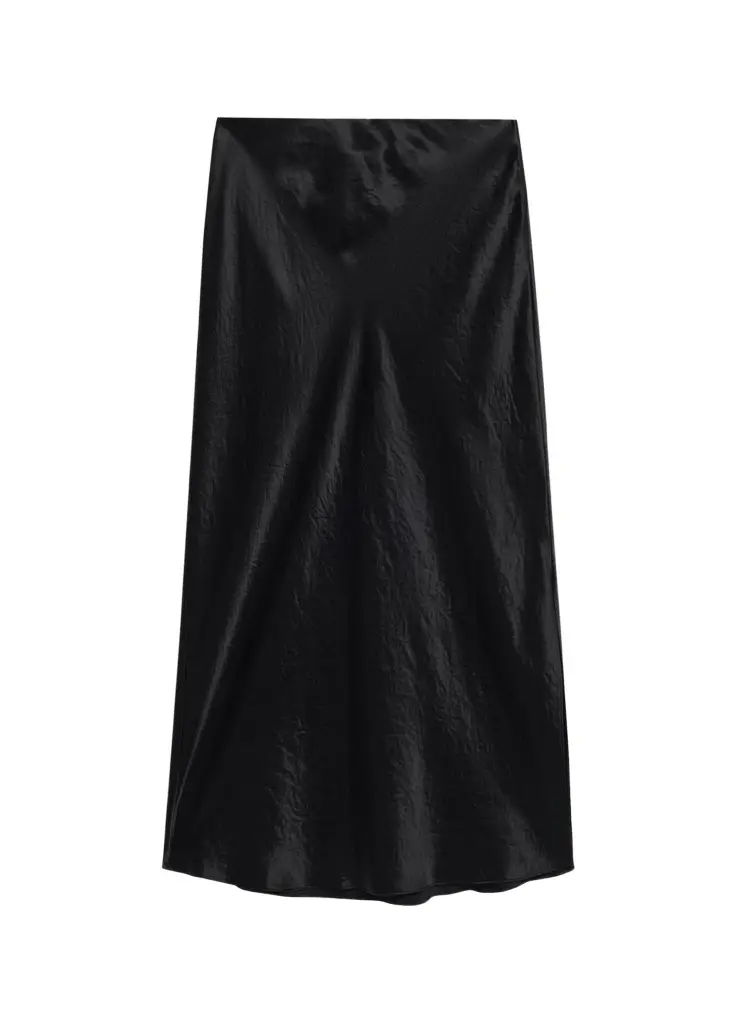 Side-Slit Satin Slip Skirt