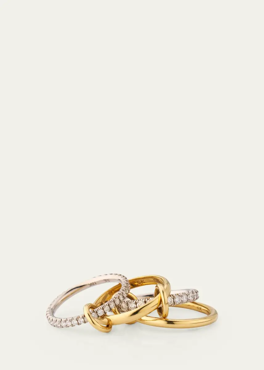 Spinelli Kilcollin 18K Mixed-Gold Halley 4-Link Ring with Pave Diamonds | Thumbnail 3 Spinelli Kilcollin 18K Mixed-Gold Halley 4-Link Ring with Pave Diamonds | Thumbnail 3