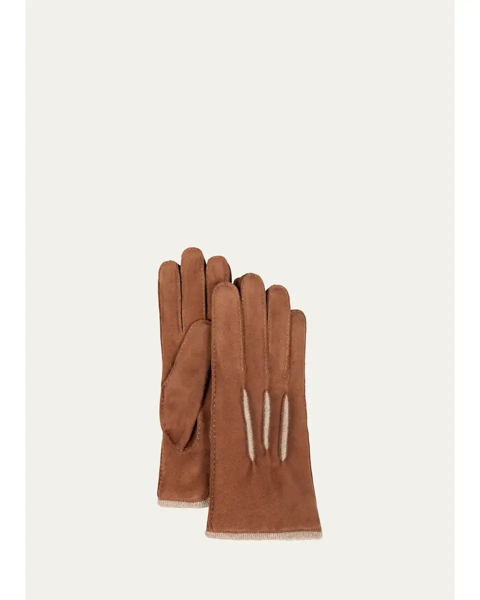 Bergdorf Goodman Men's Suede & Cashmere Gloves | Thumbnail 2 Bergdorf Goodman Men's Suede & Cashmere Gloves | Thumbnail 2