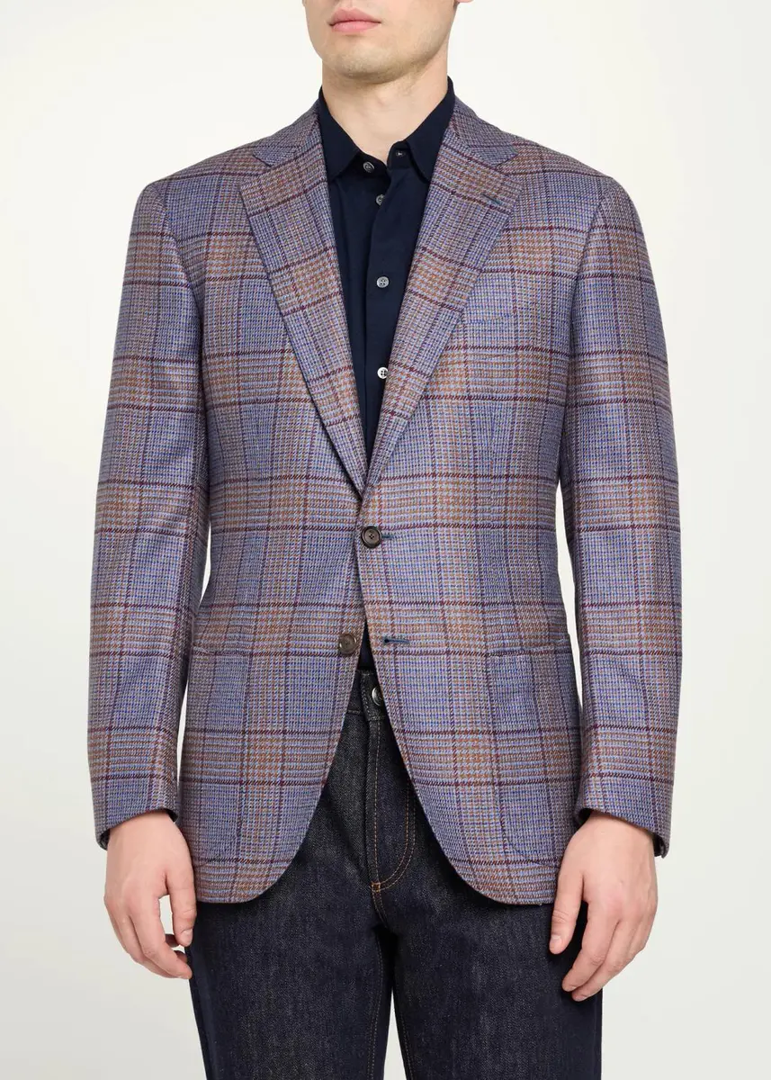 Cesare Attolini Plaid Wool Blazer | Thumbnail 4