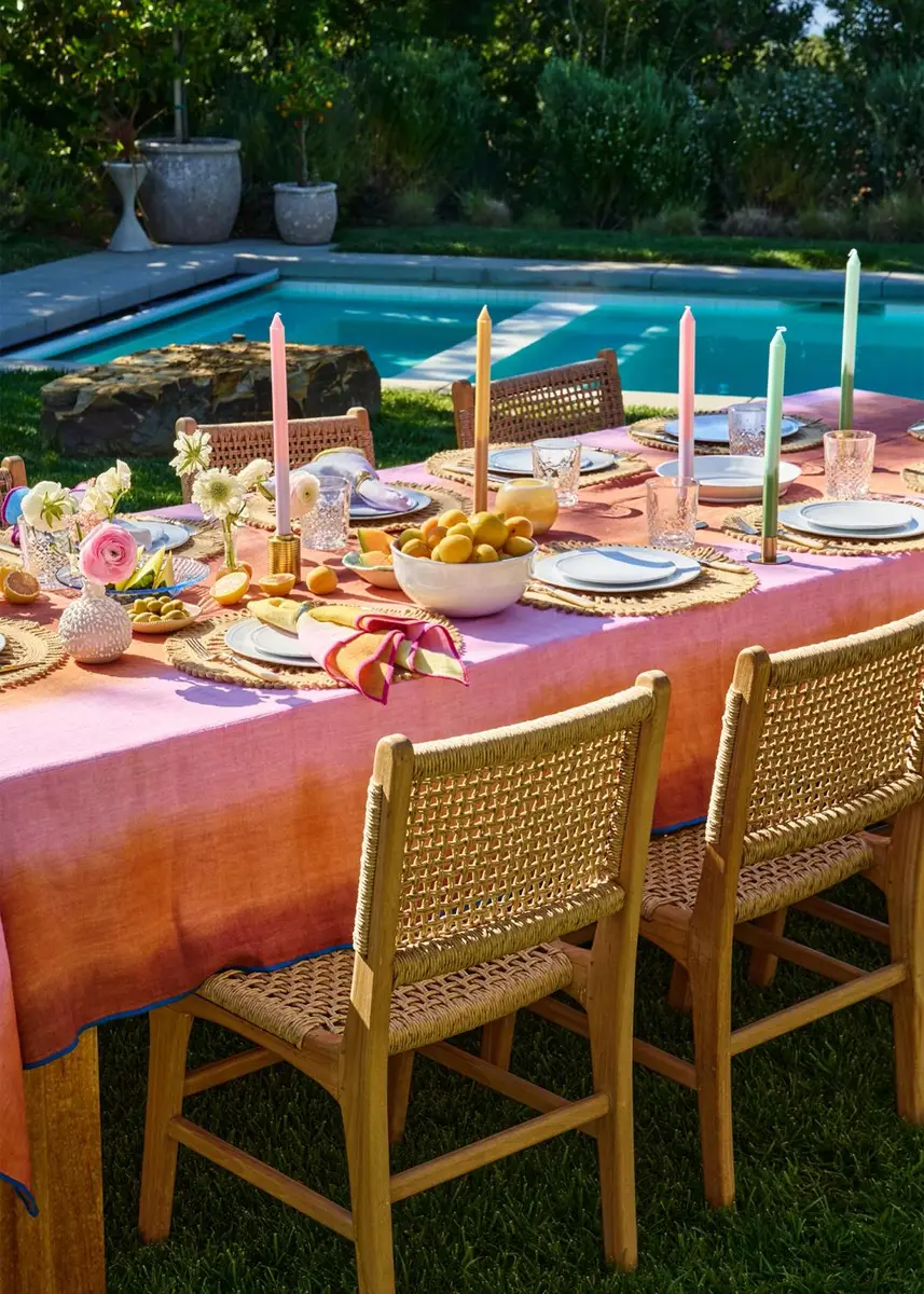 Emily P. Wheeler Dusk Hand-Dyed Tablecloth, 70" x 126" | Thumbnail 4