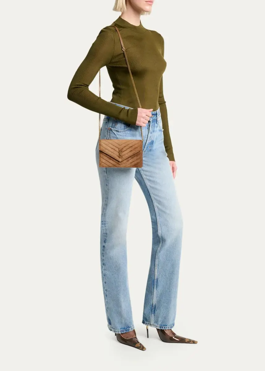 Saint Laurent Cassandre Suede Shoulder Bag | Thumbnail 5 Saint Laurent Cassandre Suede Shoulder Bag | Thumbnail 5