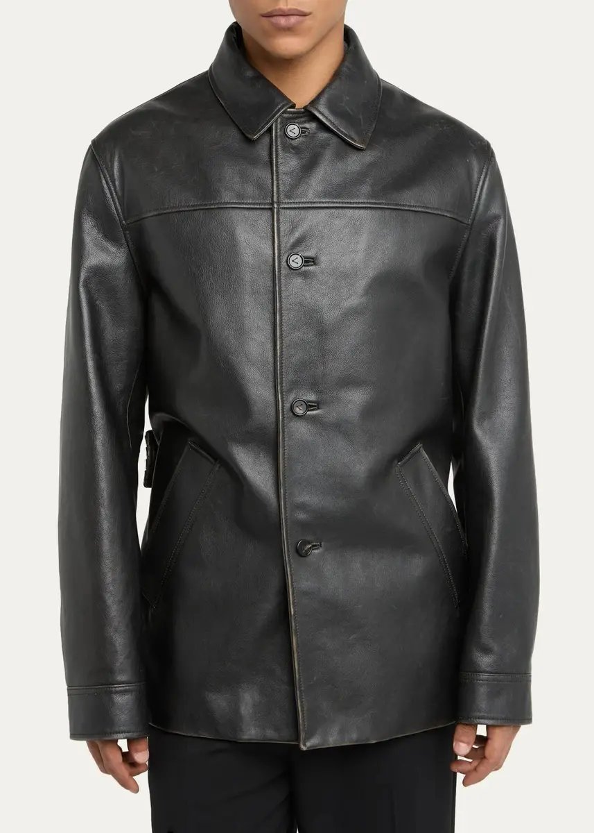 Bottega Veneta Men's Vintage Taurus Leather Coat | Thumbnail 3 Bottega Veneta Men's Vintage Taurus Leather Coat | Thumbnail 3