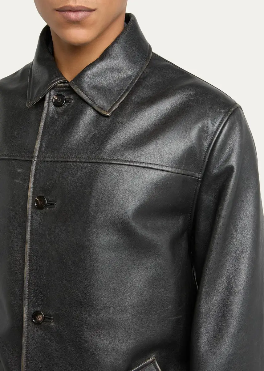 Bottega Veneta Men's Vintage Taurus Leather Coat | Thumbnail 4 Bottega Veneta Men's Vintage Taurus Leather Coat | Thumbnail 4