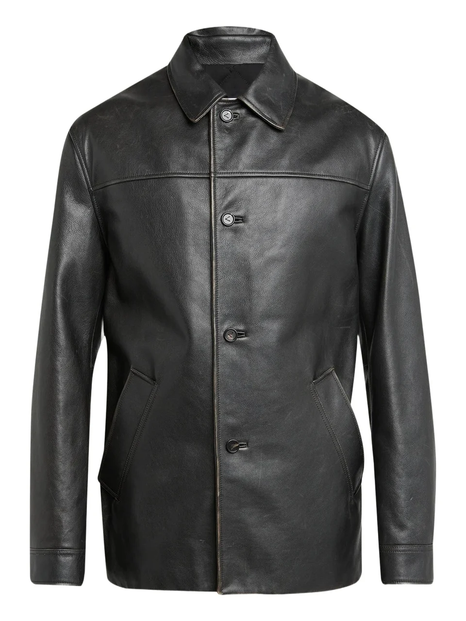 Bottega Veneta Men's Vintage Taurus Leather Coat
