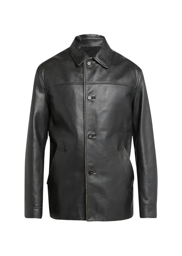 Bottega Veneta Men's Vintage Taurus Leather Coat