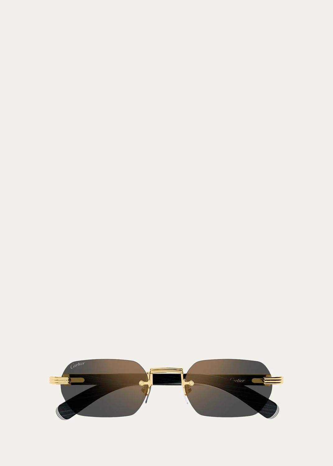 Cartier Men's Rimless Titanium Rectangle Sunglasses
