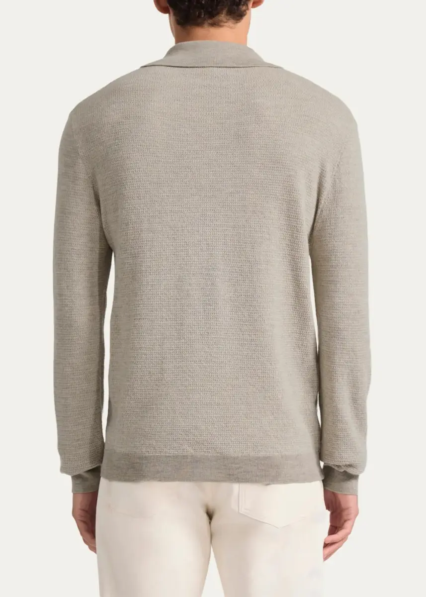 Frescobol Carioca Men's Wool Knit Johnny-Collar Polo Sweater | Thumbnail 3 Frescobol Carioca Men's Wool Knit Johnny-Collar Polo Sweater | Thumbnail 3