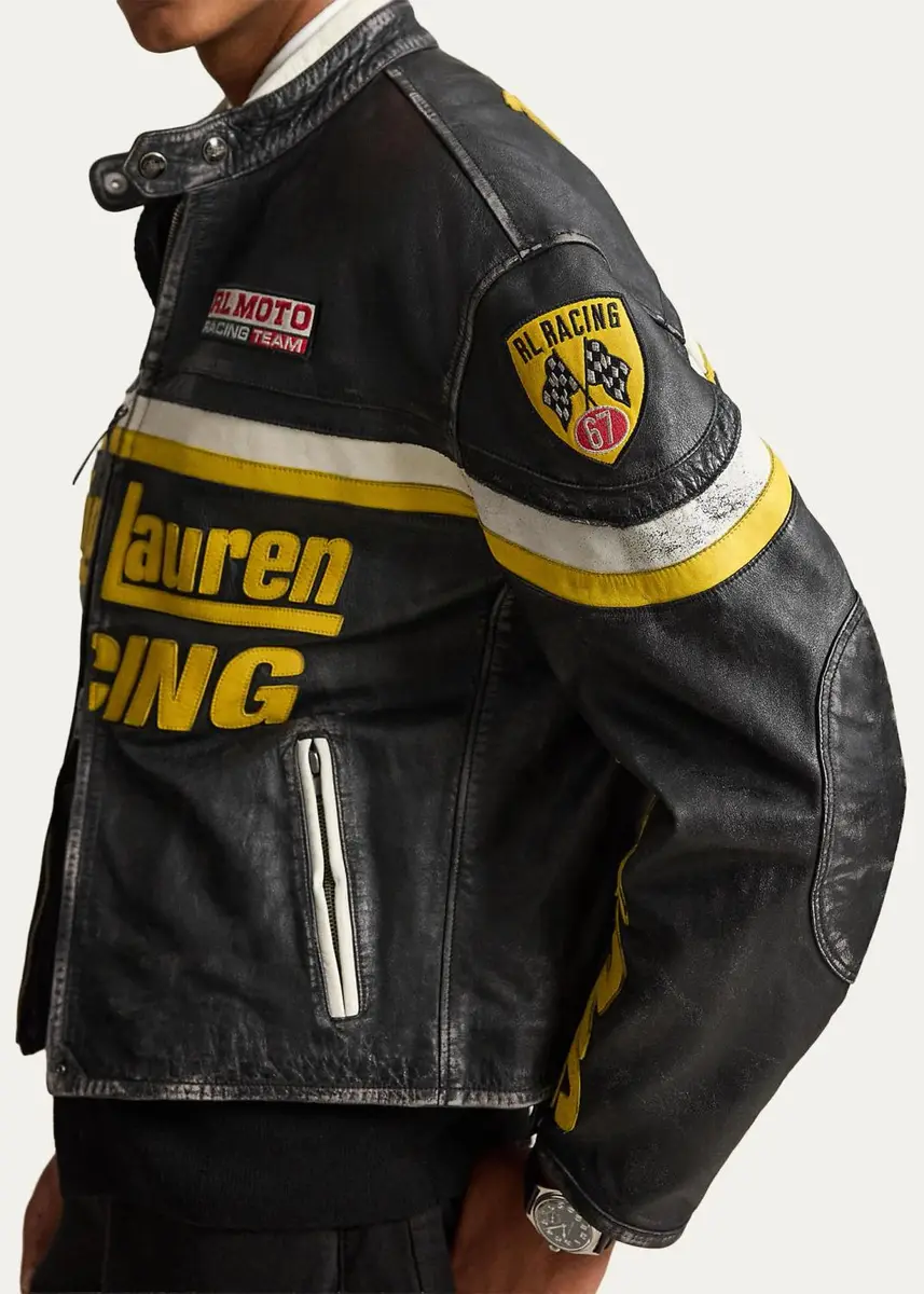 Polo Ralph Lauren Men's Leather Racing Jacket | Thumbnail 5 Polo Ralph Lauren Men's Leather Racing Jacket | Thumbnail 5