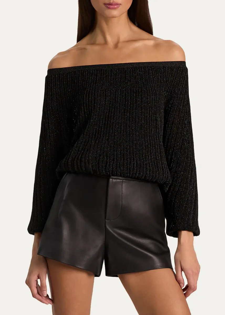 Alice + Olivia Cyril Pleated Off-Shoulder Top | Thumbnail 4 Alice + Olivia Cyril Pleated Off-Shoulder Top | Thumbnail 4
