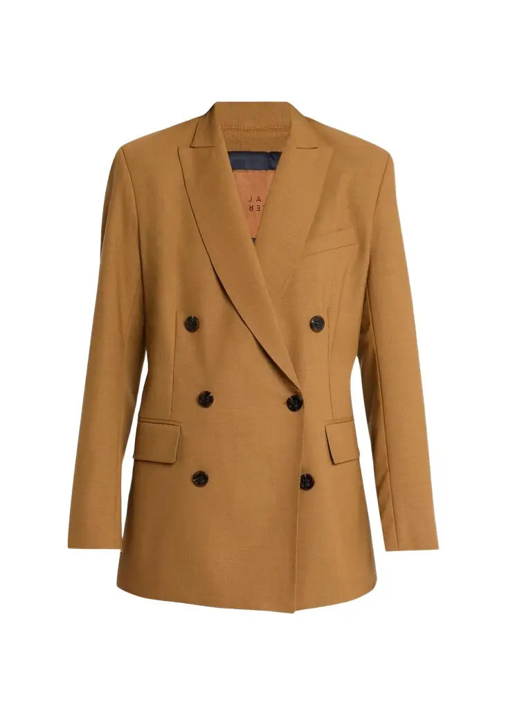 The Double-Breasted Wool Stretch Blazer Jacket The Double-Breasted Wool Stretch Blazer Jacket
