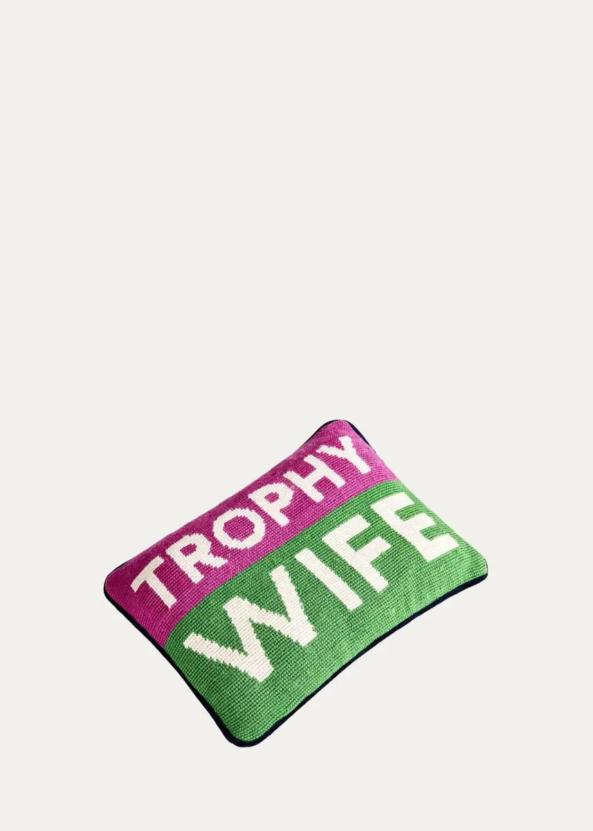 Jonathan Adler Personality Trophy Wife Needlepoint Pillow, 9" x 12" | Thumbnail 2 Jonathan Adler Personality Trophy Wife Needlepoint Pillow, 9" x 12" | Thumbnail 2