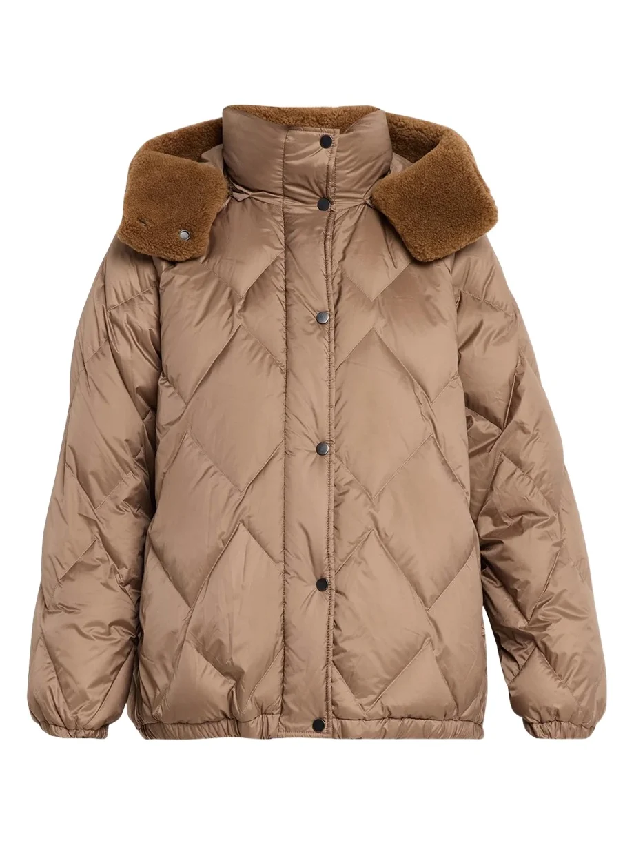 Superlight Matte Puffer Jacket With Detachable Lamb Shearling Hood