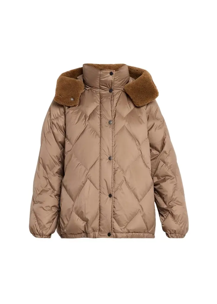 Superlight Matte Puffer Jacket With Detachable Lamb Shearling Hood