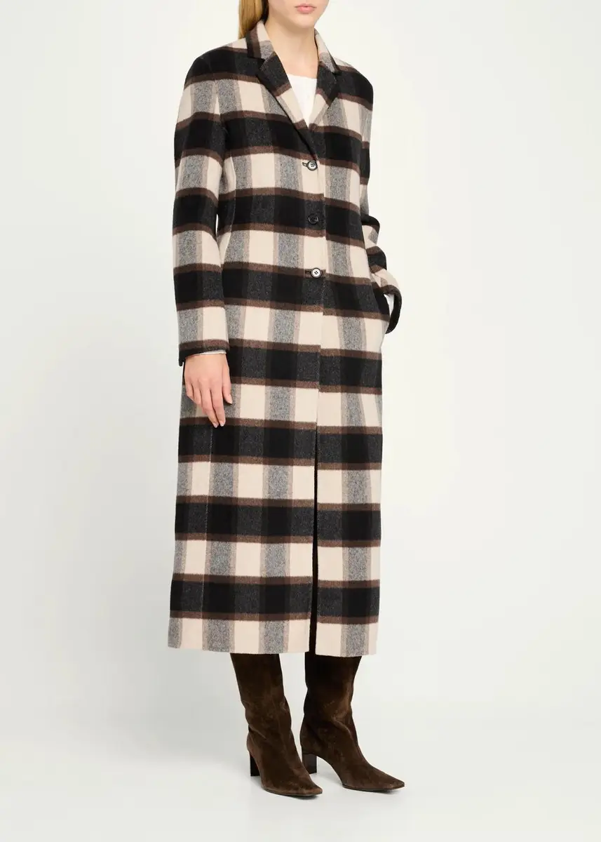 Theory Plaid Virgin Wool-Blend Long Coat | Thumbnail 4 Theory Plaid Virgin Wool-Blend Long Coat | Thumbnail 4