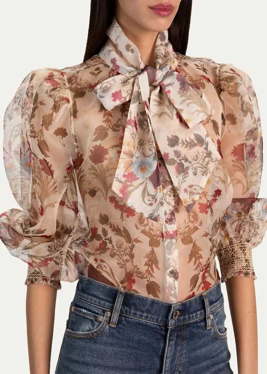 Alice + Olivia Brentley Floral Tie-Neck Blouse | Thumbnail 5 Alice + Olivia Brentley Floral Tie-Neck Blouse | Thumbnail 5