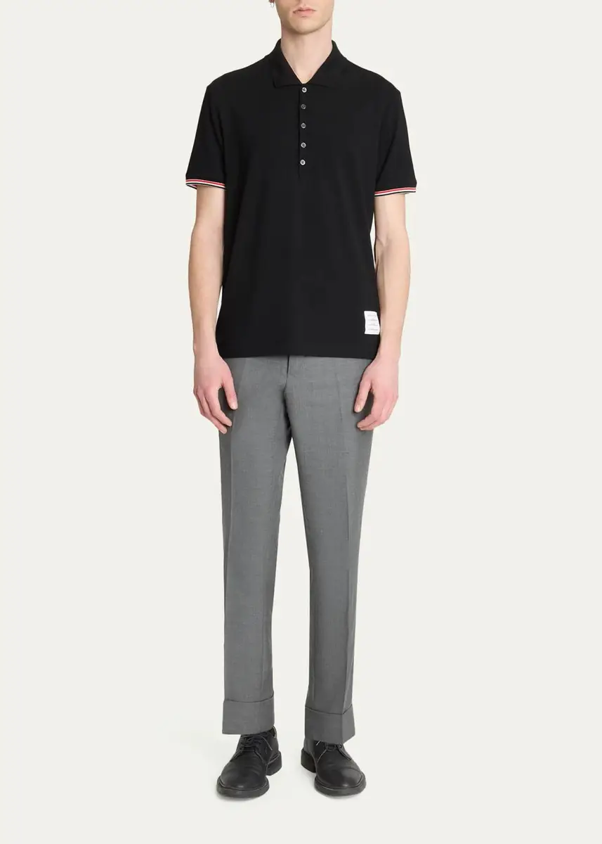 Thom Browne Men's RWB Tipping Wool Jersey Polo Shirt | Thumbnail 2 Thom Browne Men's RWB Tipping Wool Jersey Polo Shirt | Thumbnail 2