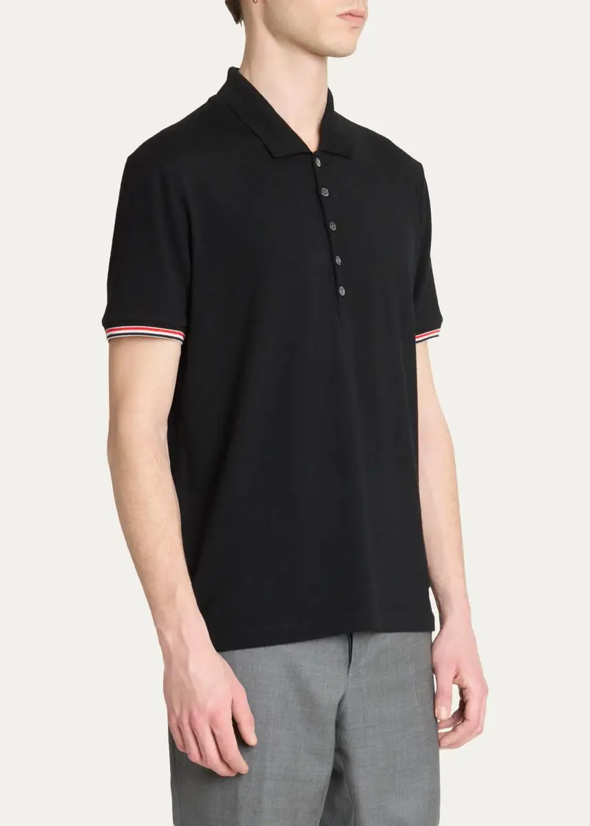 Thom Browne Men's RWB Tipping Wool Jersey Polo Shirt | Thumbnail 4 Thom Browne Men's RWB Tipping Wool Jersey Polo Shirt | Thumbnail 4