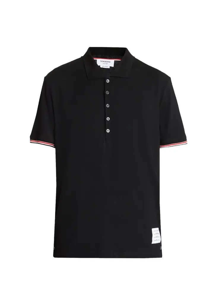 Thom Browne Men's RWB Tipping Wool Jersey Polo Shirt