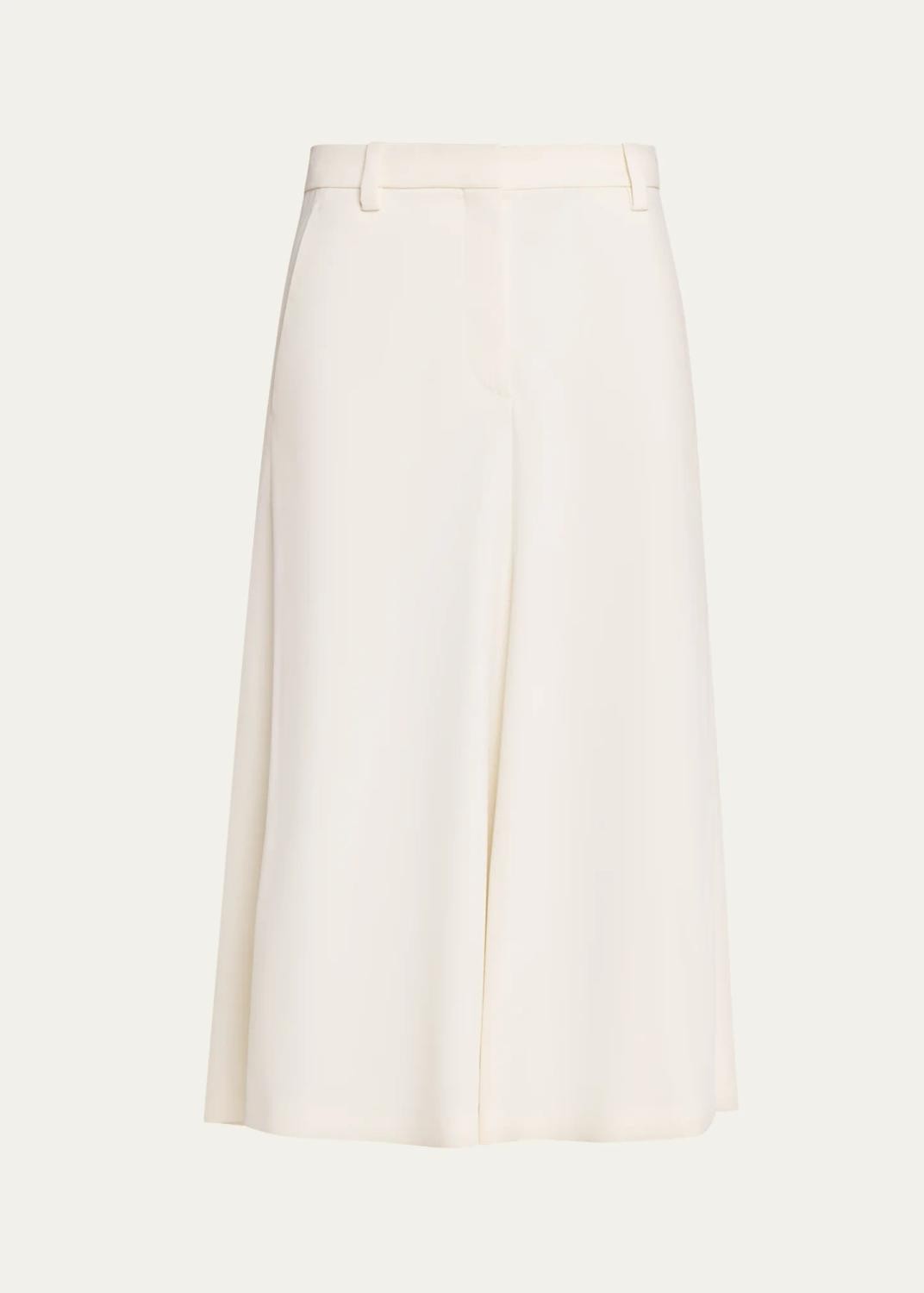 Brunello Cucinelli Couture Wool Gabardine A-Line Midi Skirt