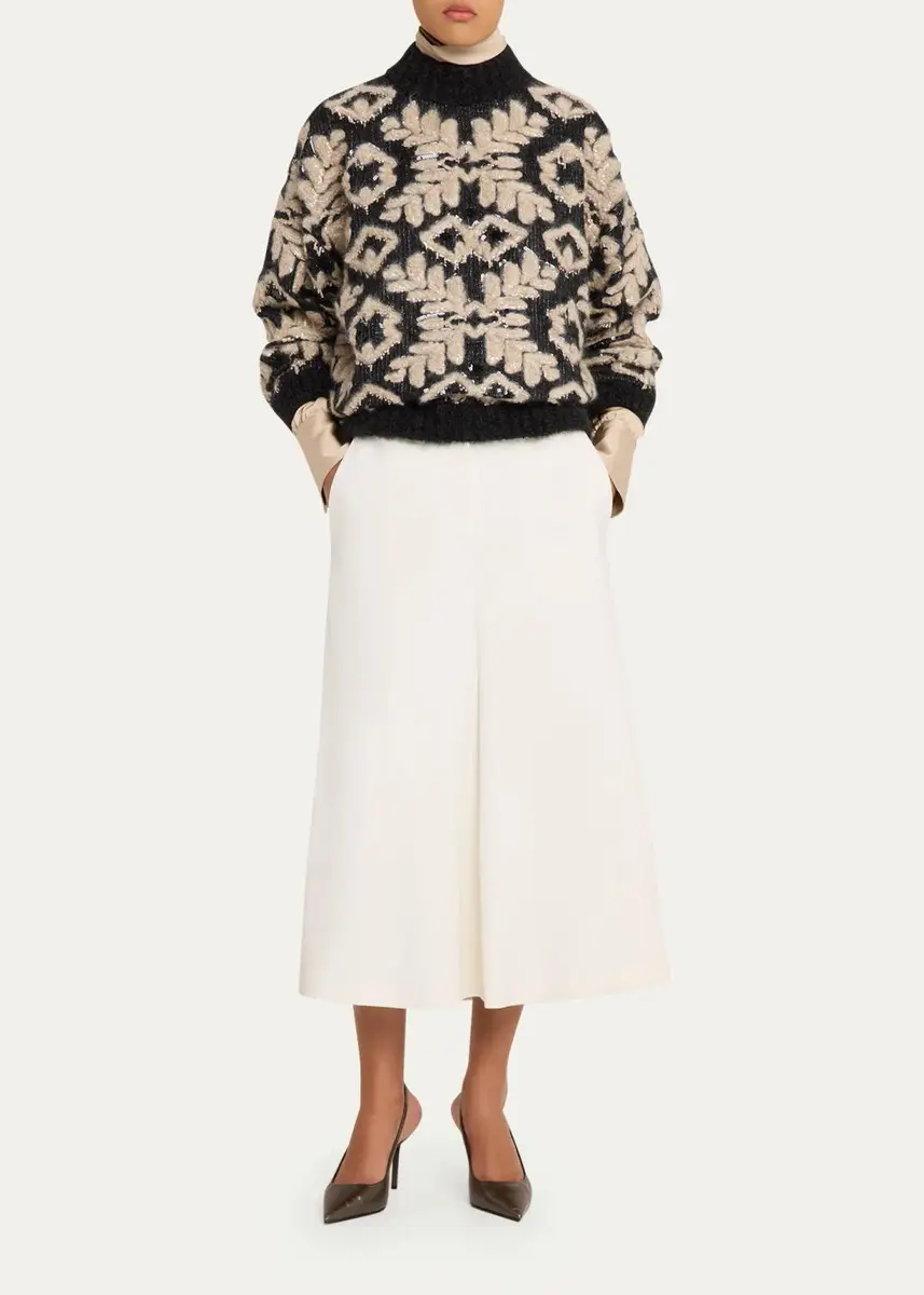 Brunello Cucinelli Couture Wool Gabardine A-Line Midi Skirt | Thumbnail 2 Brunello Cucinelli Couture Wool Gabardine A-Line Midi Skirt | Thumbnail 2