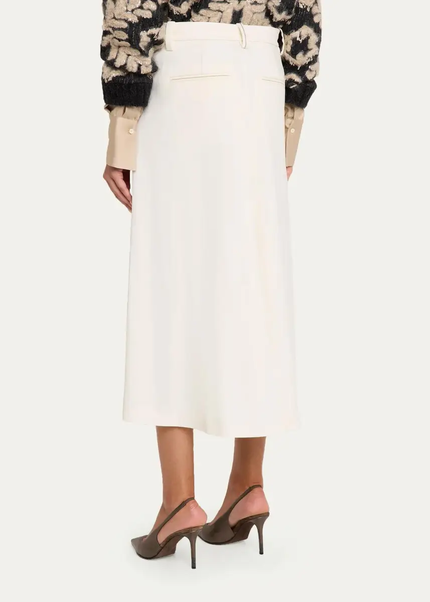 Brunello Cucinelli Couture Wool Gabardine A-Line Midi Skirt | Thumbnail 3 Brunello Cucinelli Couture Wool Gabardine A-Line Midi Skirt | Thumbnail 3