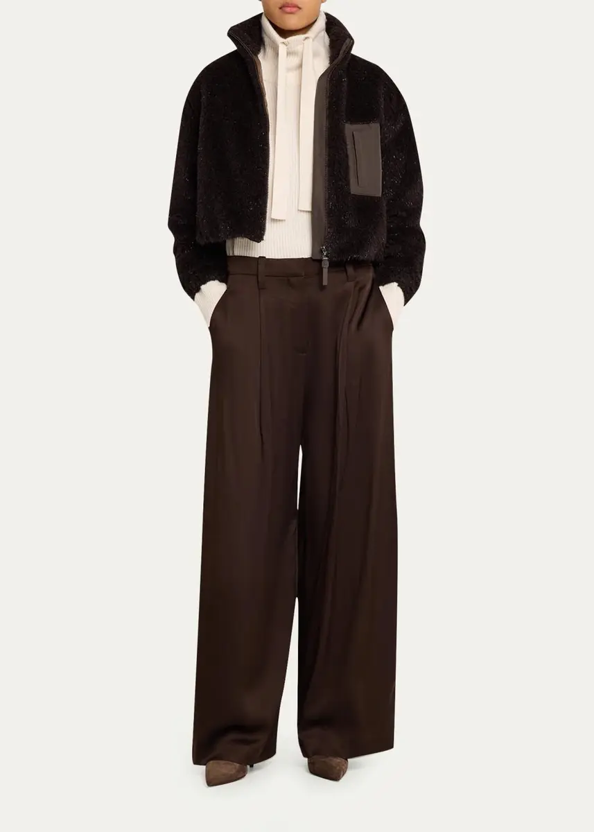 Brunello Cucinelli Sparkling Teddy Crop Jacket | Thumbnail 2 Brunello Cucinelli Sparkling Teddy Crop Jacket | Thumbnail 2