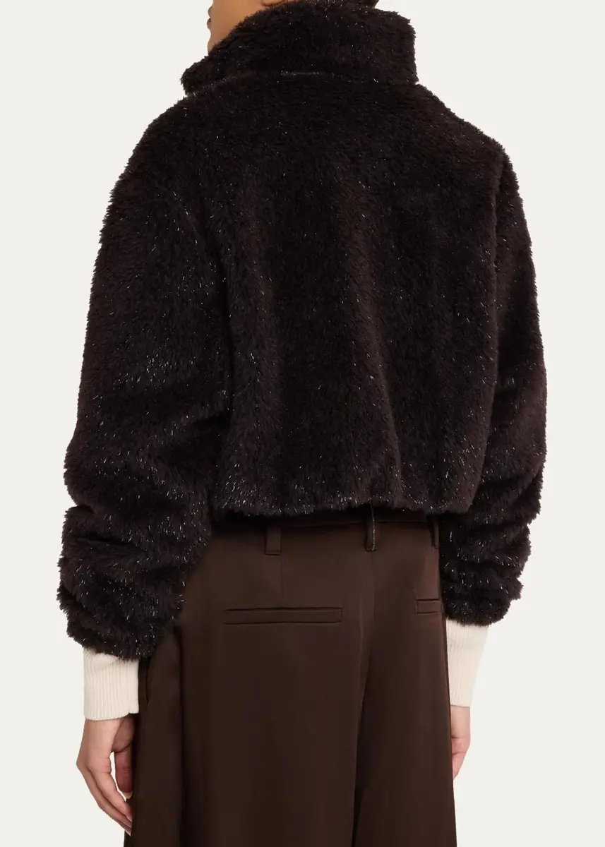 Brunello Cucinelli Sparkling Teddy Crop Jacket | Thumbnail 3 Brunello Cucinelli Sparkling Teddy Crop Jacket | Thumbnail 3