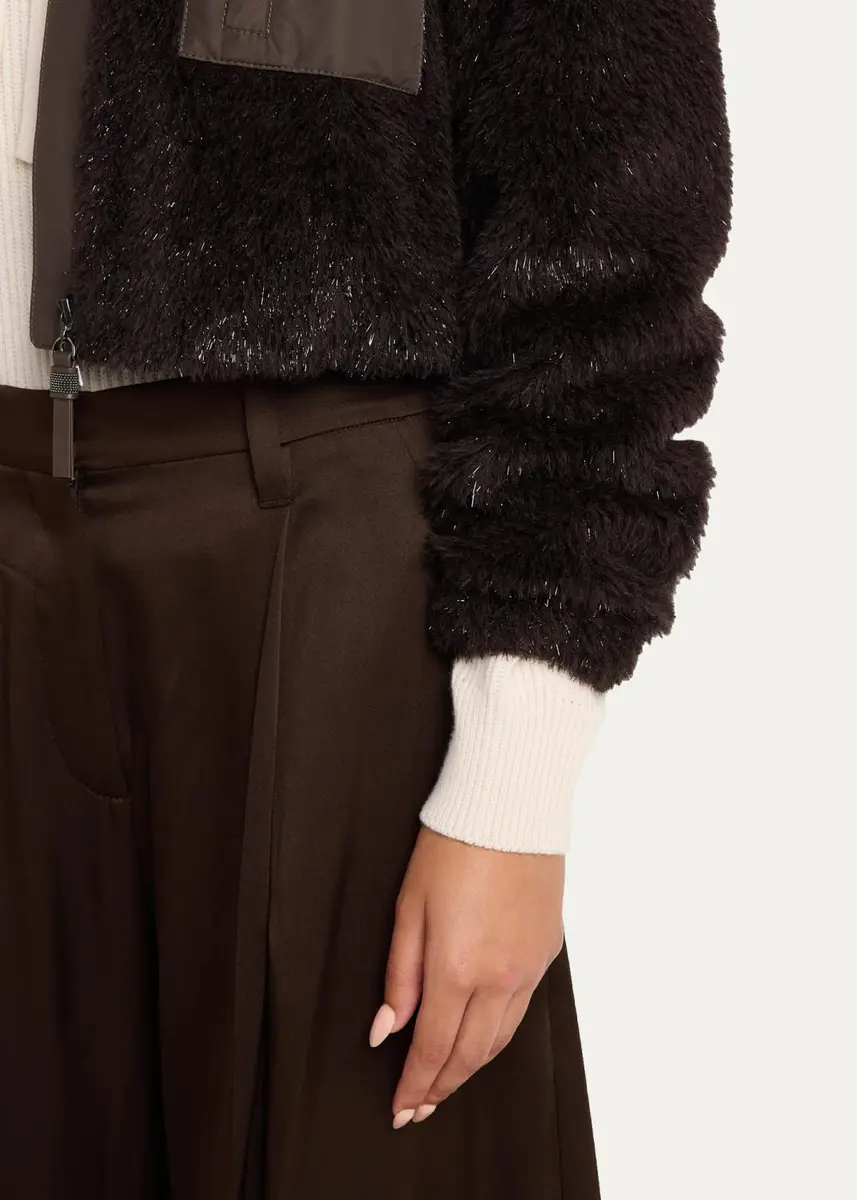 Brunello Cucinelli Sparkling Teddy Crop Jacket | Thumbnail 5 Brunello Cucinelli Sparkling Teddy Crop Jacket | Thumbnail 5